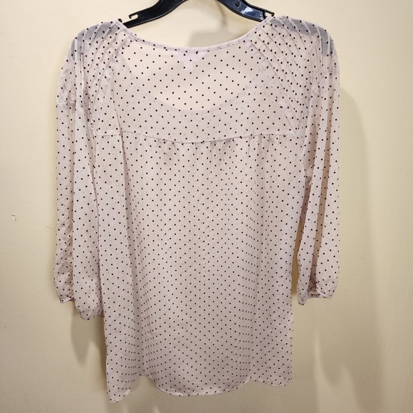 LC Lauren Conrad Cream and Red Polka Dot light weight blouse size L fits M - Picture 7 of 12